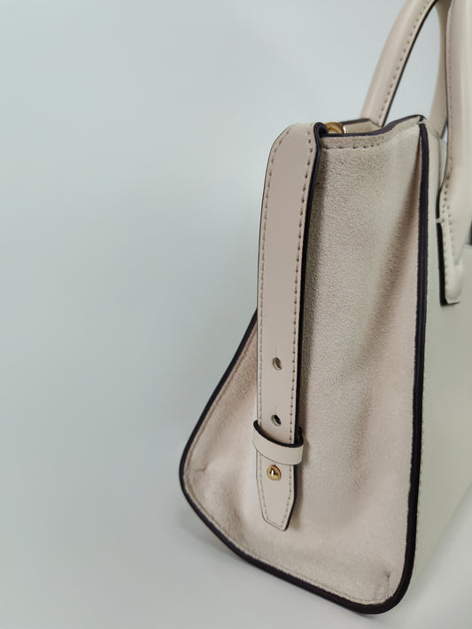 Cartera de Cuero Satchel Crema