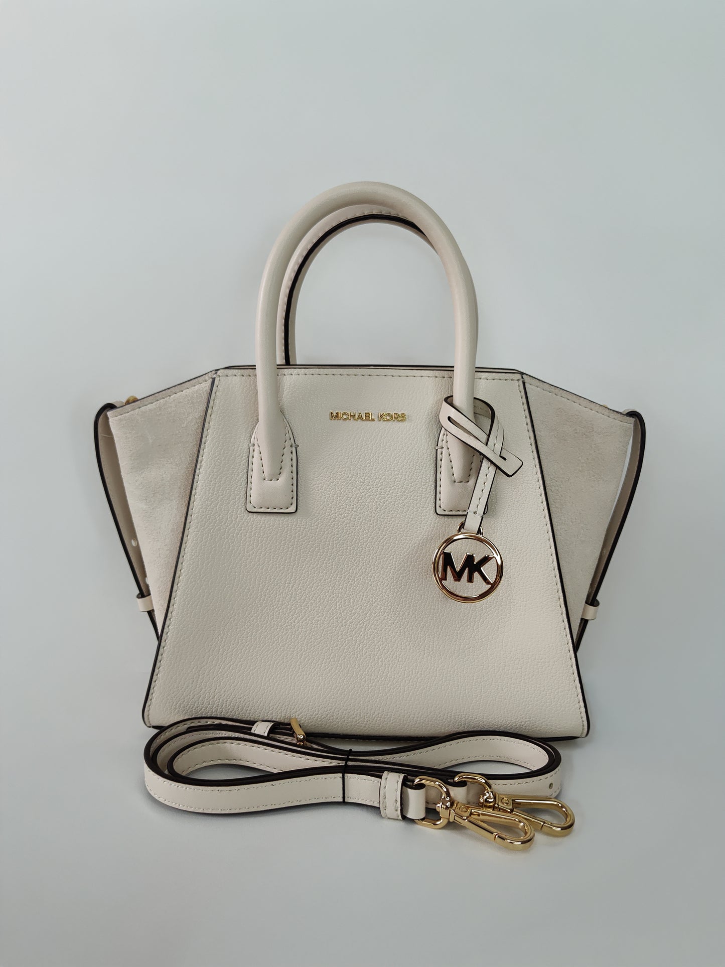 Cartera de Cuero Satchel Crema