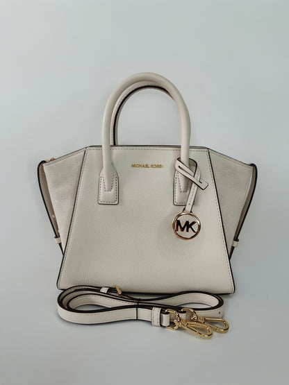 Cartera de Cuero Satchel Crema