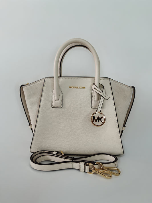 Cartera de Cuero Satchel Crema